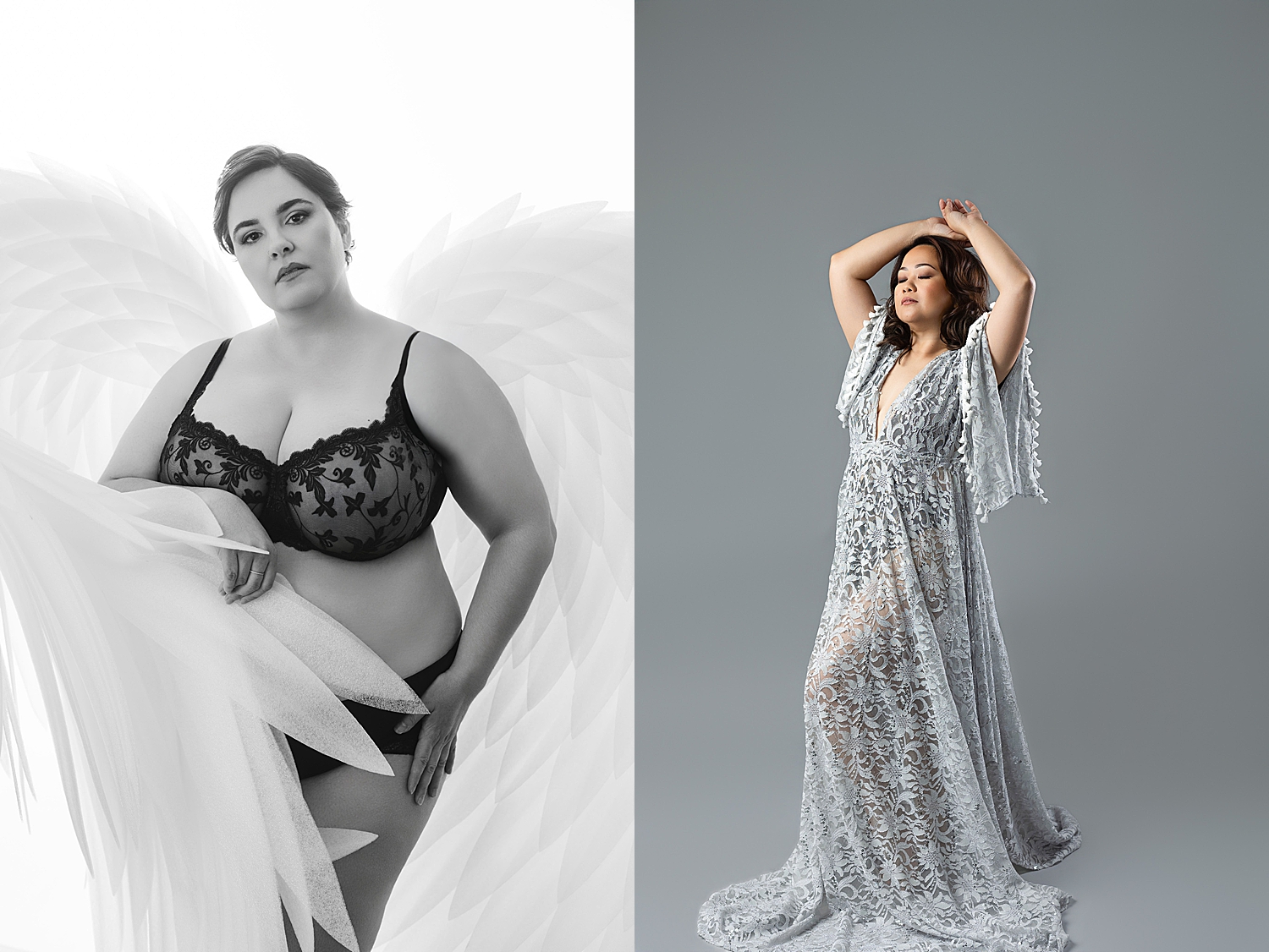 two women in Georgetown studio wearing beautiful clothing by Austin Boudoir Photographer